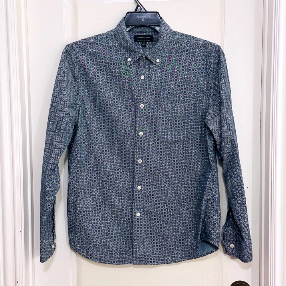 Banana Republic Mens Button Down Shirt‎ Untucked Fit Organic Cotton Small - Picture 2 of 10